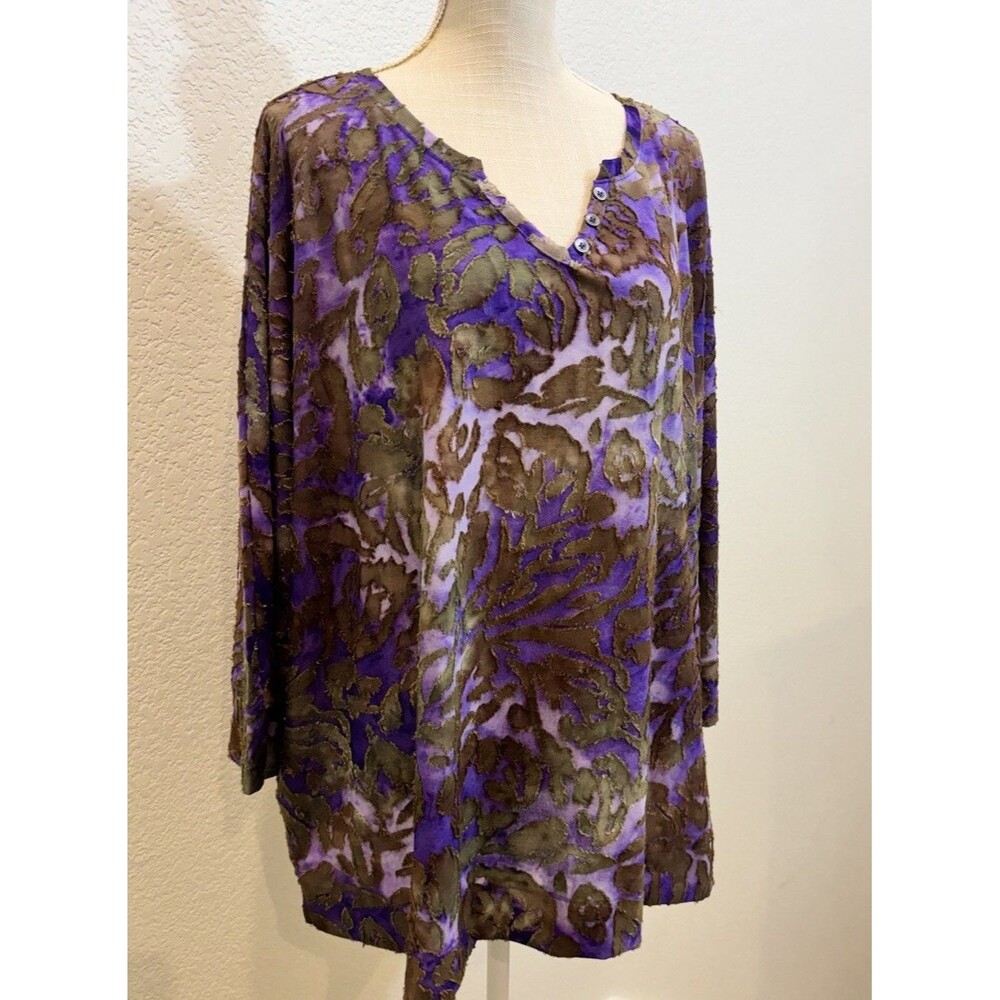 Westbound Plus Size Notch Collar Printed 3/4 Sleeve Blouse. Size 3X - Picture 3 of 7